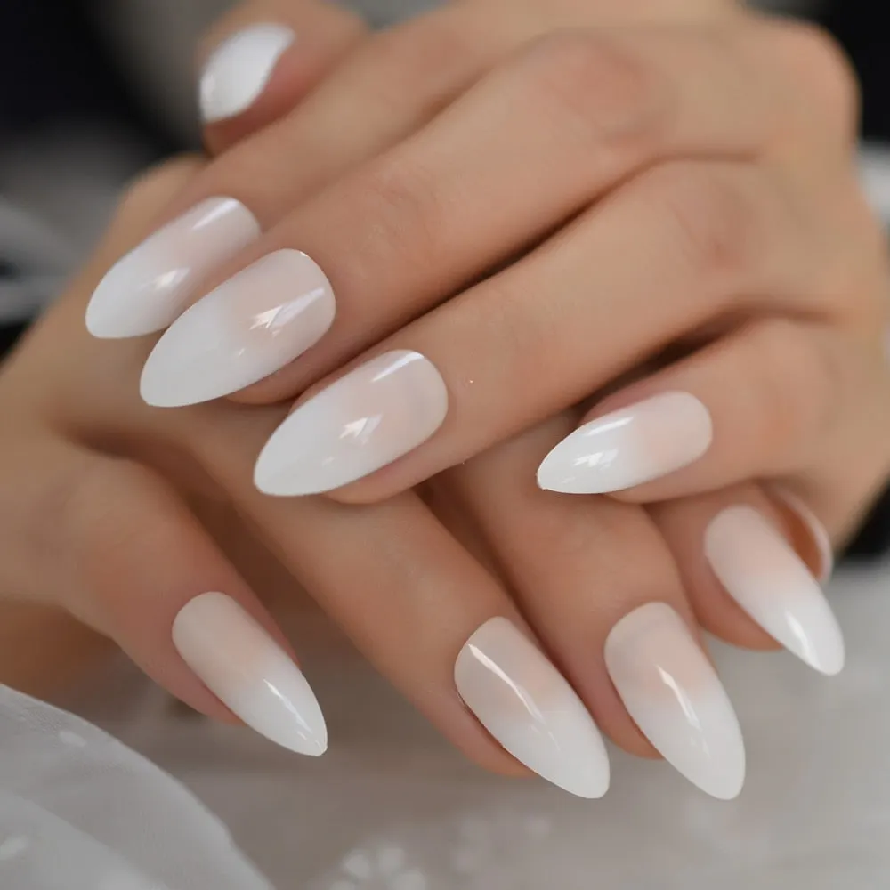 Medium Short Nails Black Glitter Stiletto Sharp False Fingernail Press On Nail Tips Wholesale Full Cover Nails Pre Designs Charm-Nail Inspo