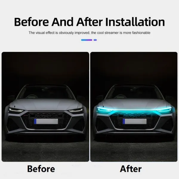 12v Start Scanning Car Hood Light Strip Waterproof Car DIY Neon Through Light