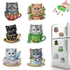 (US Local)6PCS  Xmas DIY Crystal Refrigerator Magnetic for Home Decor (Cup Cat)