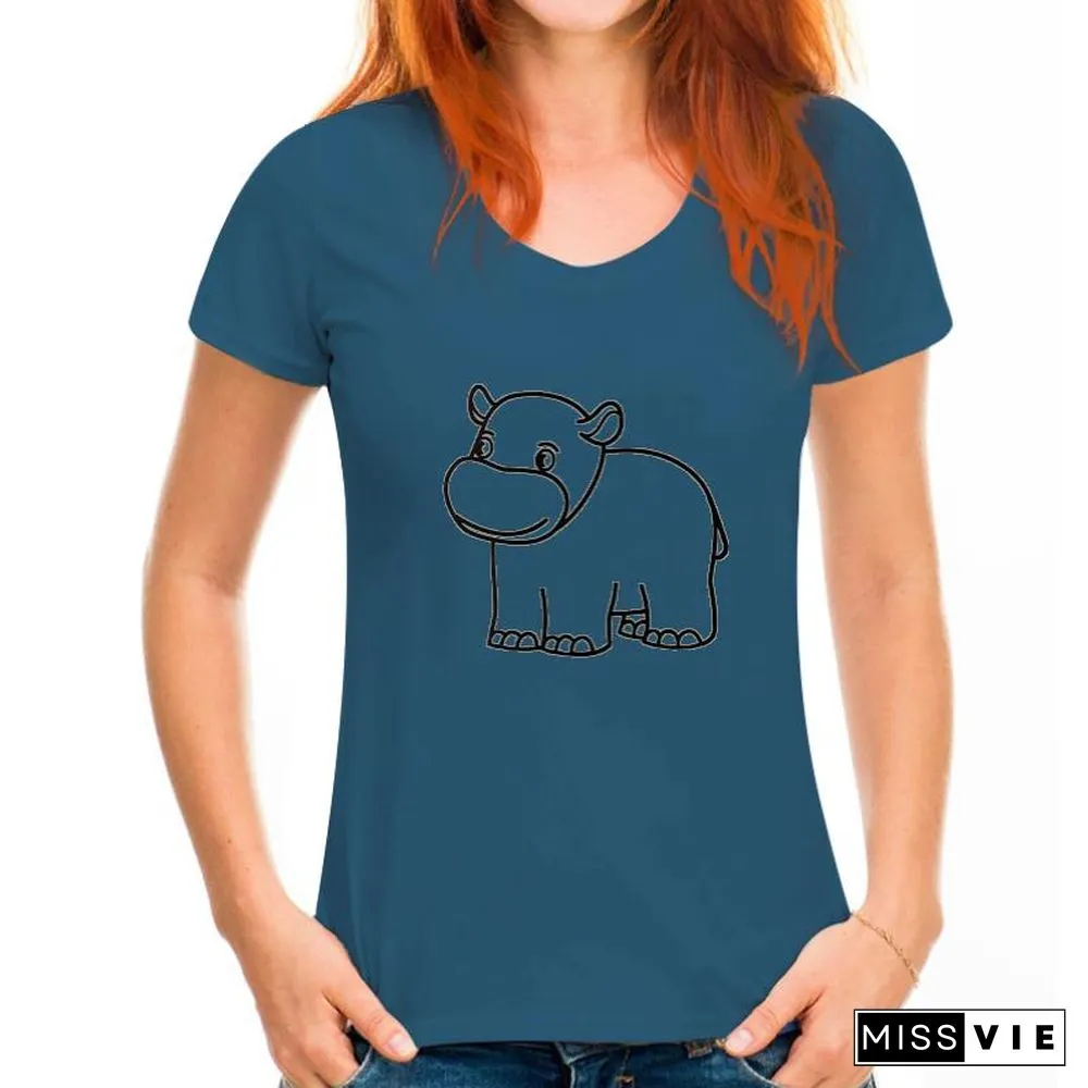Summer T-Shirt Women Kawaii Cute Animal Print Casual Short Sleeve Fashion Aesthetic Girl Top Tees Oversized Female Clothing