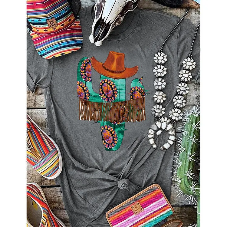 ANB - Western style Cactus Retro Tee-05681