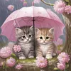 Kitten Holding Umbrella With Flowers - 11CT Stamped Cross Stitch - 40*40cm - Cat