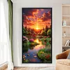 (Big Size)Landscape At Sunset - 11CT Stamped Cross Stitch - 40*70cm - Natural