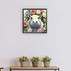 >SALE<5D DIY Full Round Drill Diamond Painting Hippopotamu Flowers Kit Decor 30x30cm