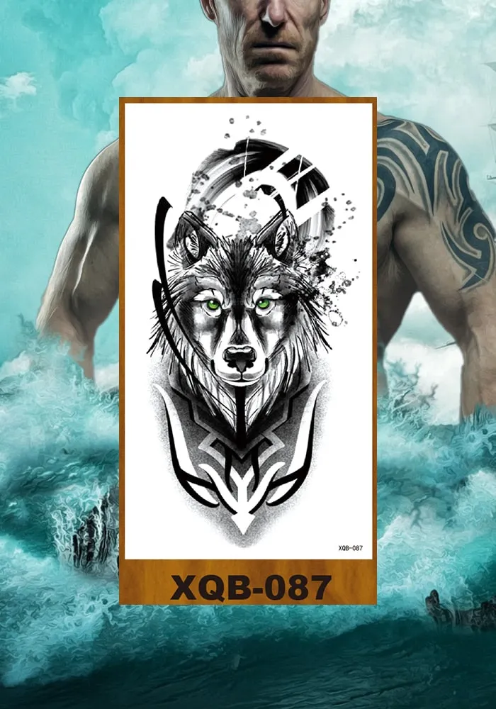 Temporary Tattoo Stickers Snake Bear Owl Fox Mermaid Tiger Wolf Lion King Men Women Girl Arm Body Chest Fake Body Leg Art Tatoo