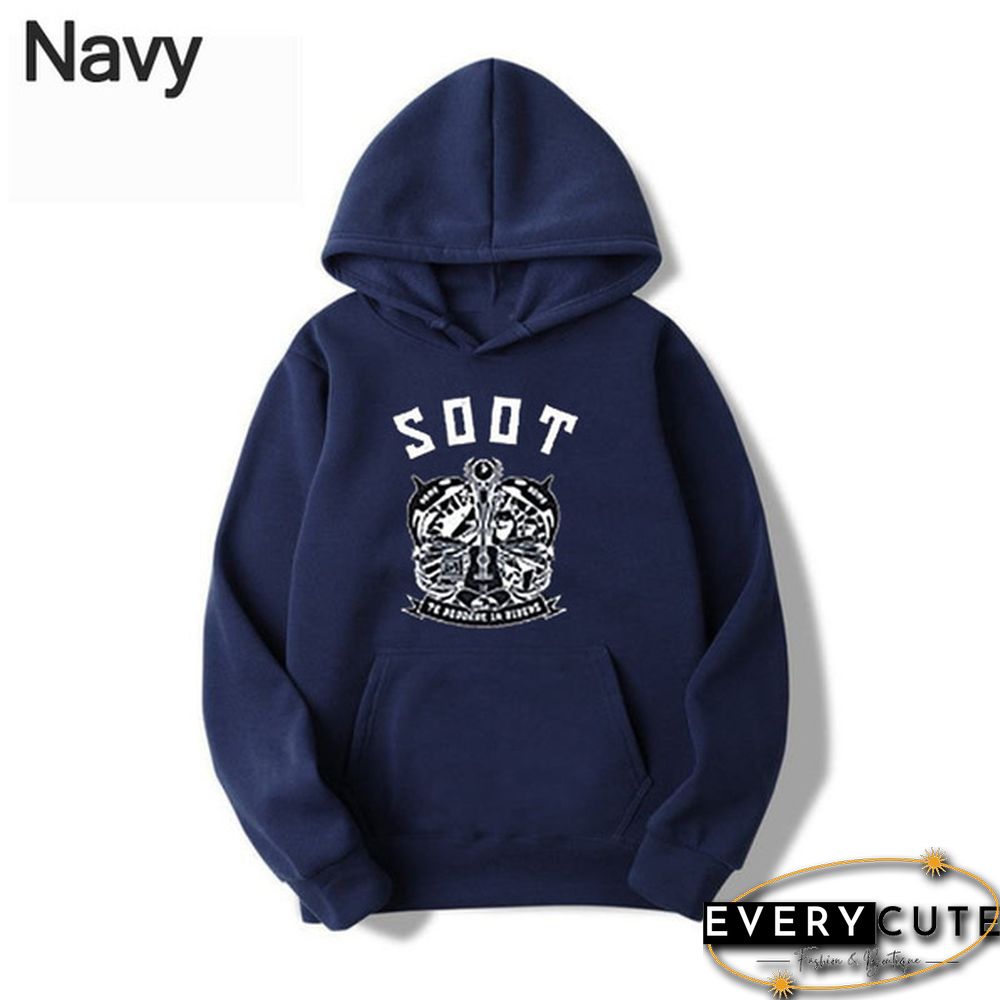 Wilbur Soot Unisex Printed Casual Hooded Street Style College Student Round Neck Long Sleeve Sweater