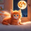 Full Moon Kitten-Paint by Numbers Acrylic Painting 40*40CM