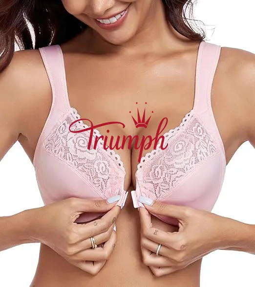 Triumph - 3 pe&ccedil;as 🔥Soutien de senhora sem copa e com bot&otilde;es &agrave; frente, tamanhos grandes