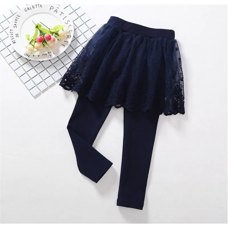 1-8 Years Girls Leggings Spring Summer Lace Princess Skirt-pants Children Cotton Skirt Trousers Kids Slim Pencil Pants
