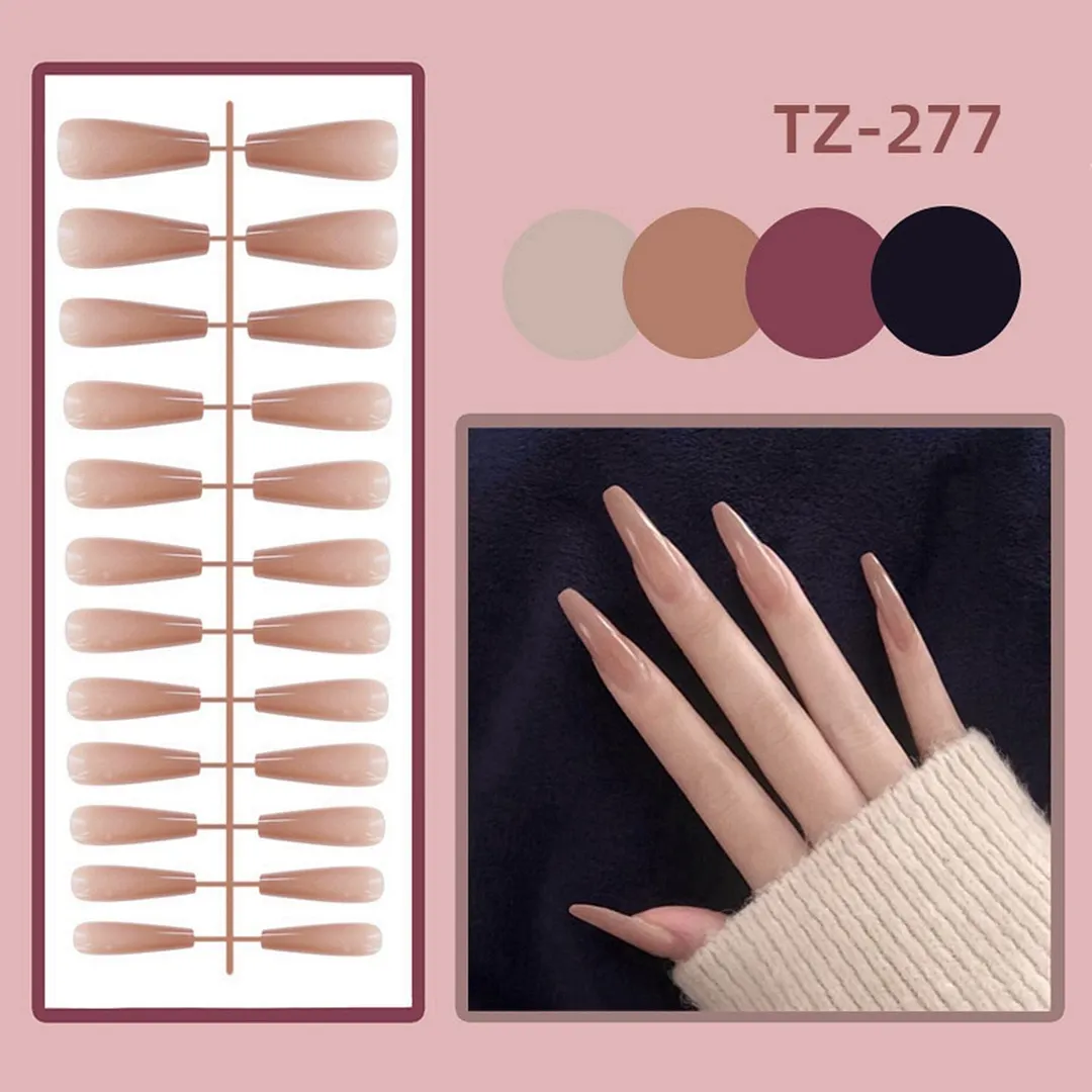 24Pcs Detachable False Nails Gourd Ballerina Coffin Wearable Fake Nails Full Cover Nail Tips Acrylic Manicure Tips Press on Nail
