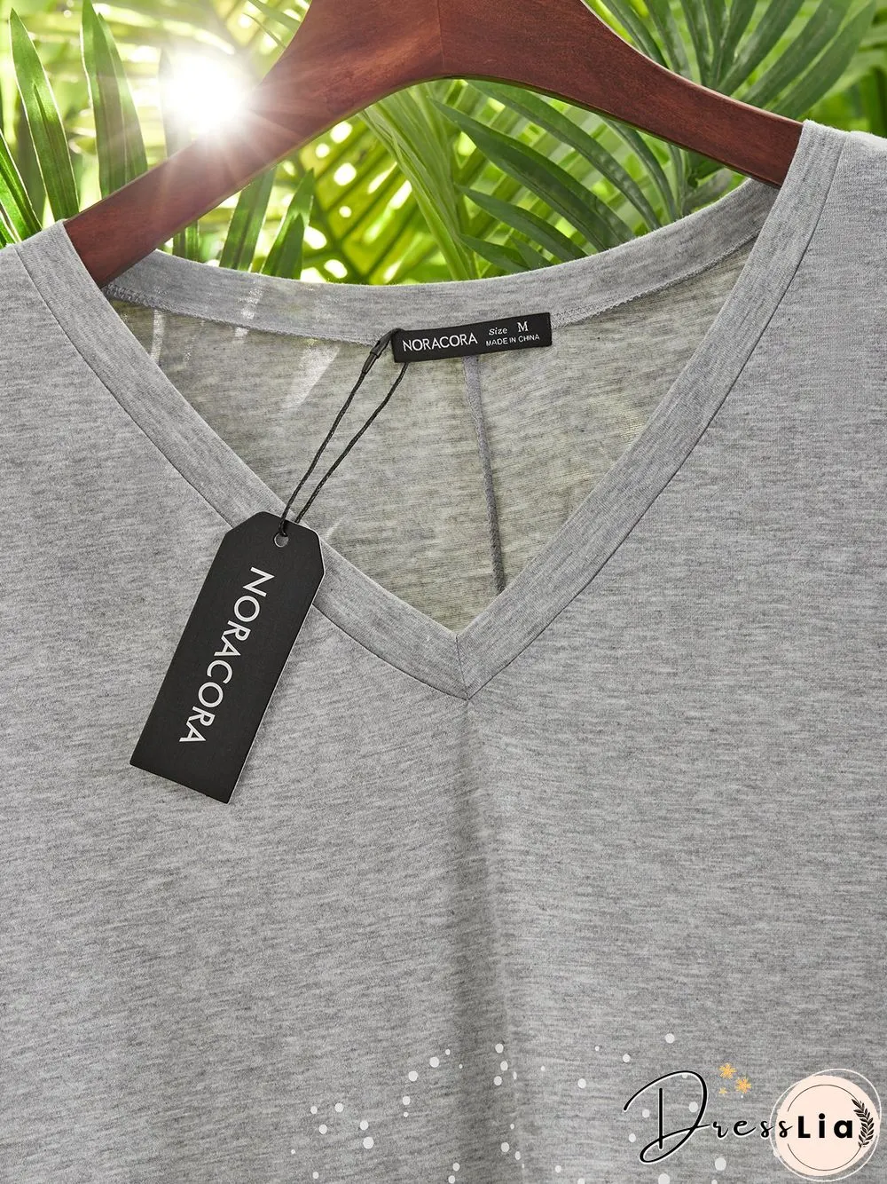 Casual V Neck Loosen Short Sleeve Knit Dress