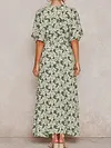 Retro Ethnic Printed Batwing Sleeves Maxi Dress