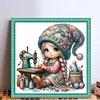 Gnome Sewing-11CT Stamped Cross Stitch 50*50cm/19.69*19.69in