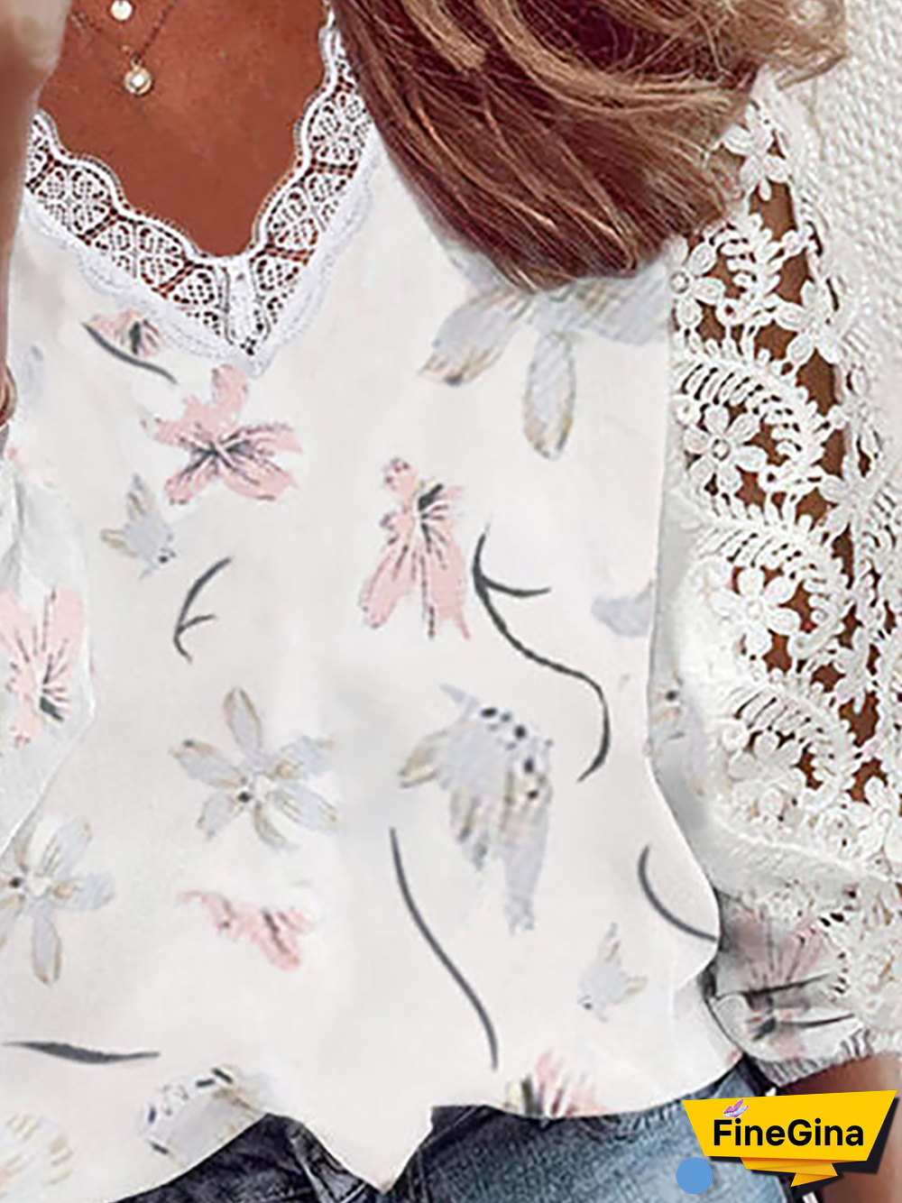 Plus size Floral Long Sleeve Tops