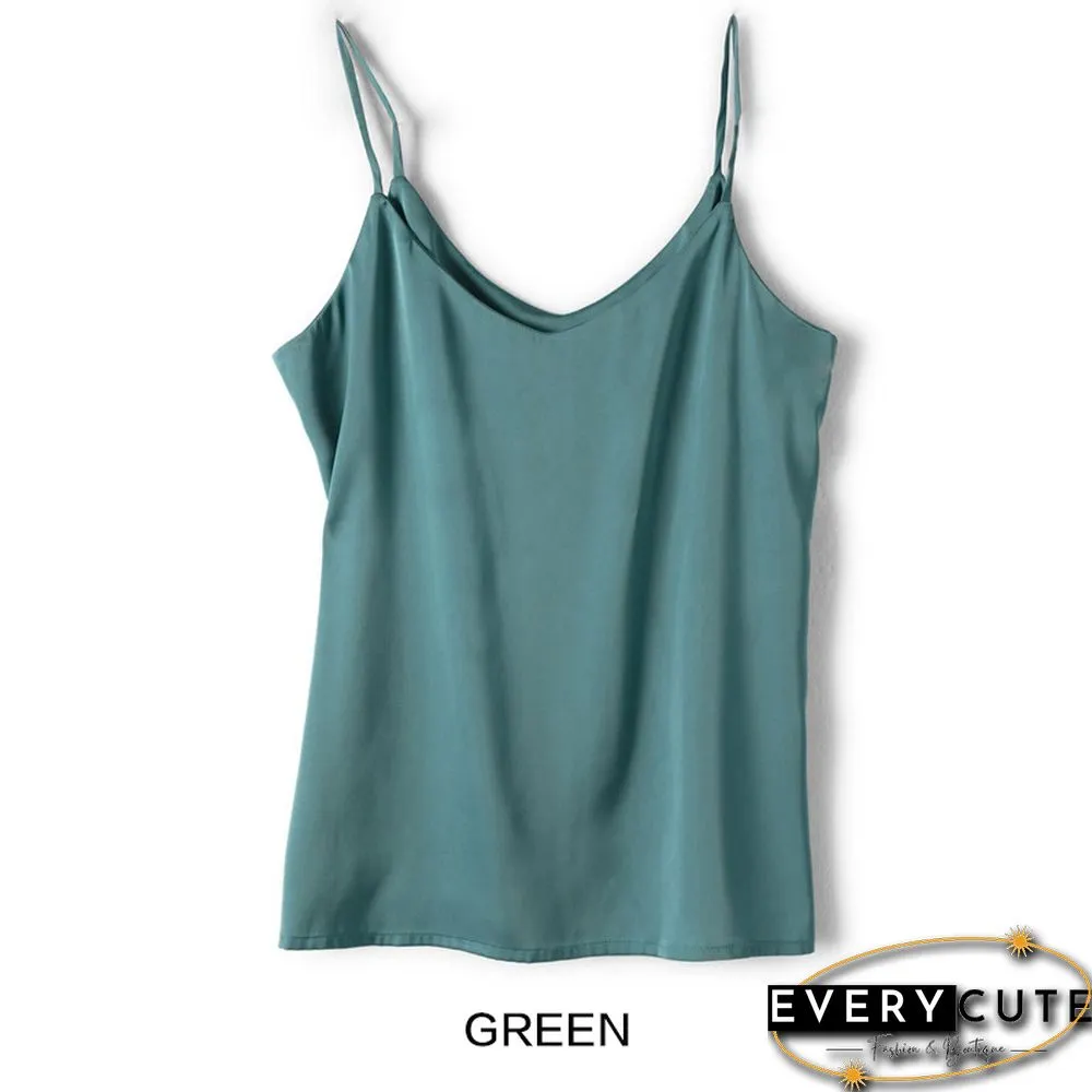 V-Neck Satin Beauty Back Camisole Women's Outer Wear Off-Shoulder Bottoming Shirt Looks Thin And All-Match New Product