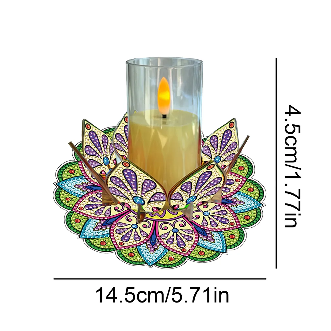 Mandala Lotus-M Acrylic DIY Diamond Painting Candle Holders Without Candles Crystal Painting Tealight Candle Stand Table Centerpiece for Adults Beginners Home Party Decor