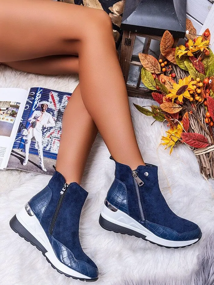 Plus Size Warm Plush Winter Boots Chunky Sneakers Ankle Boots Women Shoes Woman Zipper Buckle Thick Sole Platform Zapatos Mujer 1026