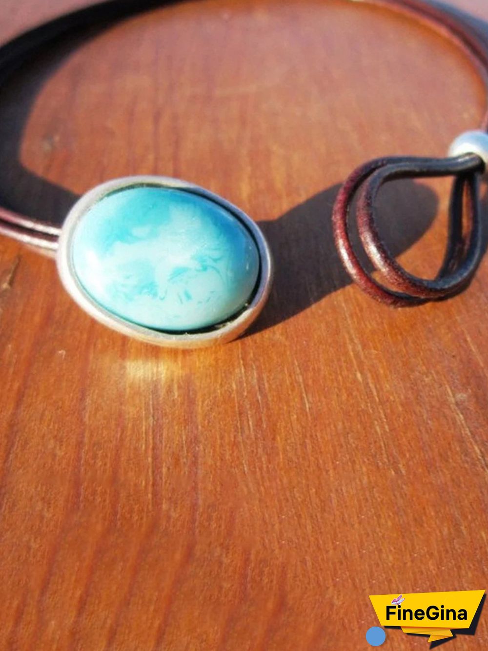 Vintage Leather Cord Turquoise Necklace