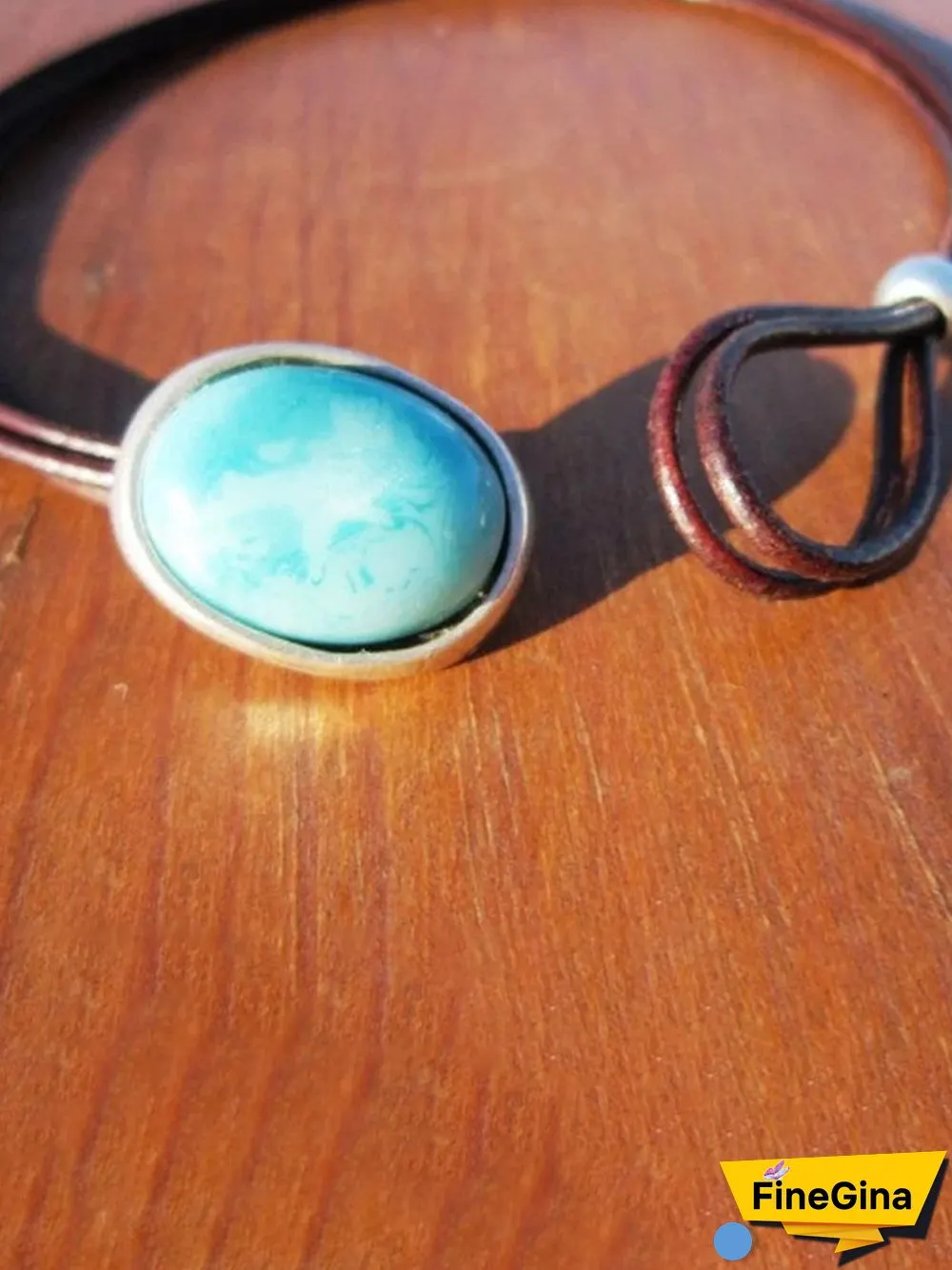 Vintage Leather Cord Turquoise Necklace