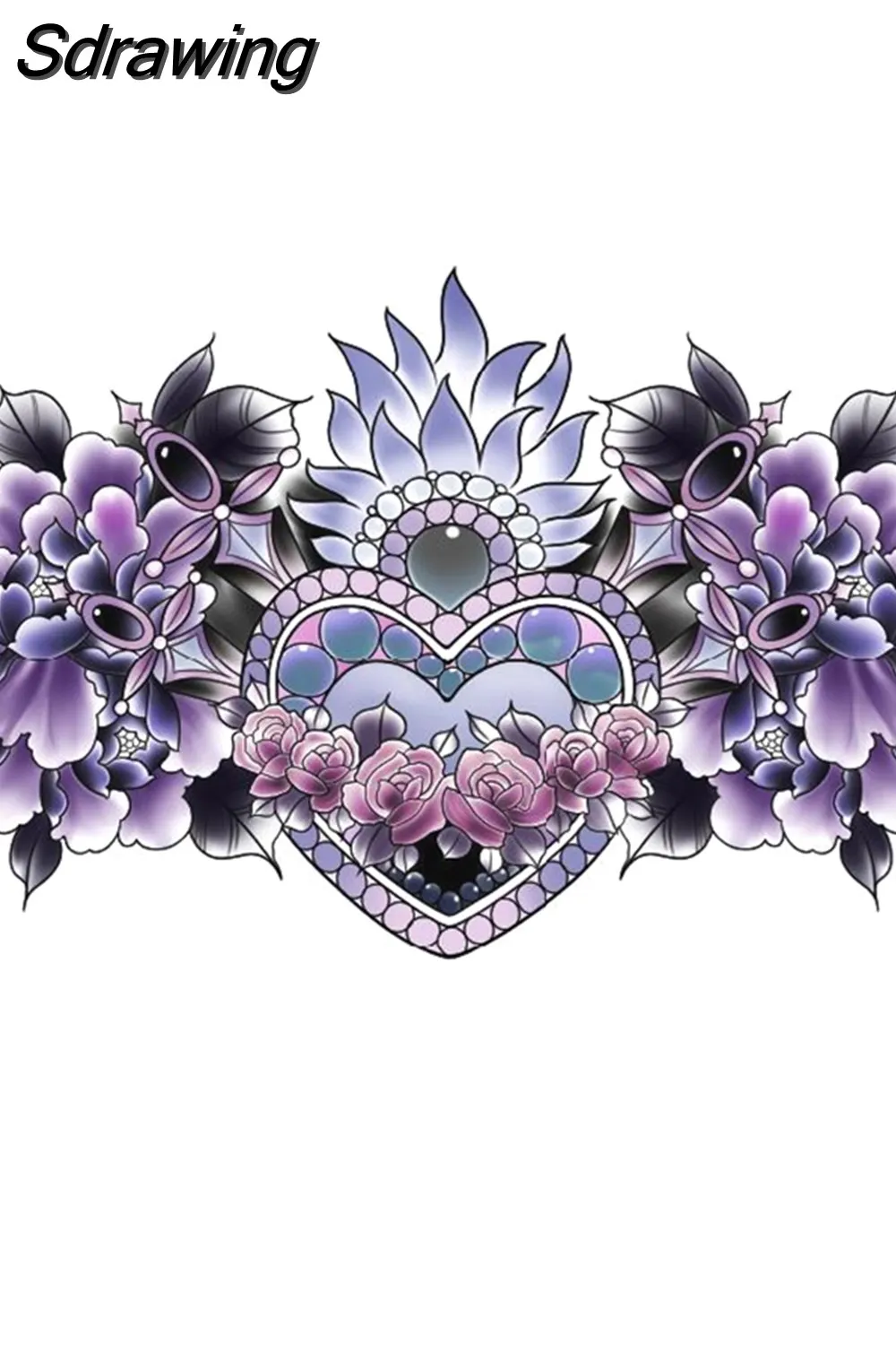 Sdrawing 4/5/9/10/18 PIeces Long Lasting Blue Flower Jewelry Tattoo Sticker Sexy Belly Block Scar Stretch Marks Waterproof Tattoo Sticker 715-1