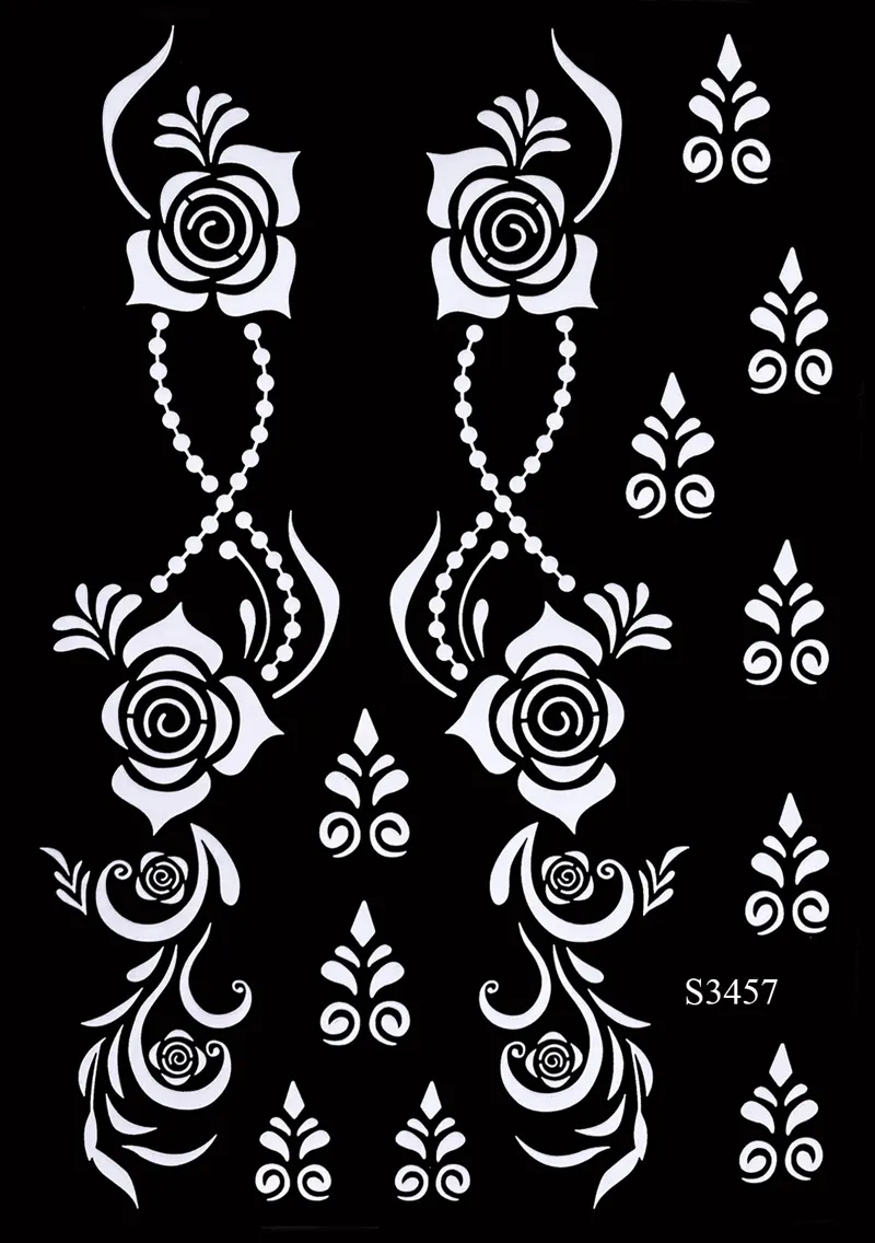 Sdrawing Tattoo Stencils Reusable Painting Stencil for Hand Body Art Flower Temporary Tattoo Template Sleeve Wedding Bride Beauty