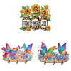 (US Local)Wooden Special Shaped Leopard Print Sunflowers Diamond Art Craft Wall Hooks