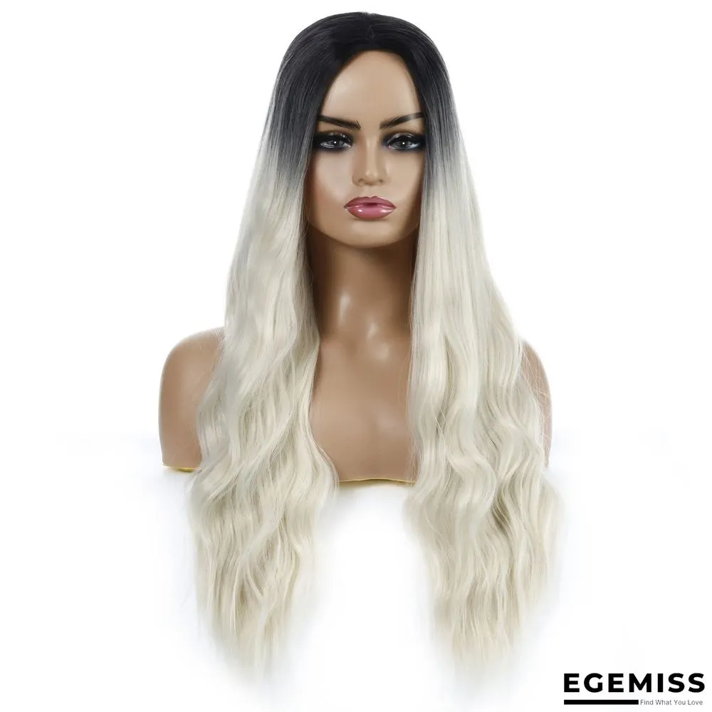 Wavy Curly Hair Ladies Wig Headgear Gradient Long Curly Hair | EGEMISS