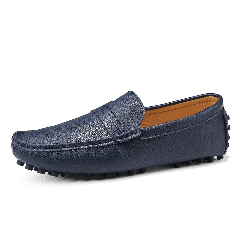 Genuine Leather Men Shoes Luxury Brand Formal Casual Mens Loafers Moccasins Soft Breathable Slip on Boat Shoes Plus Size 39-50