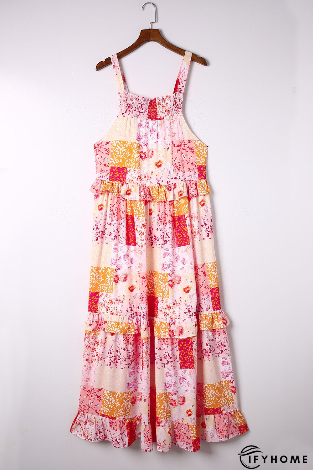 Multicolor Boho Geometric Floral Print Sleeveless Maxi Dress | IFYHOME