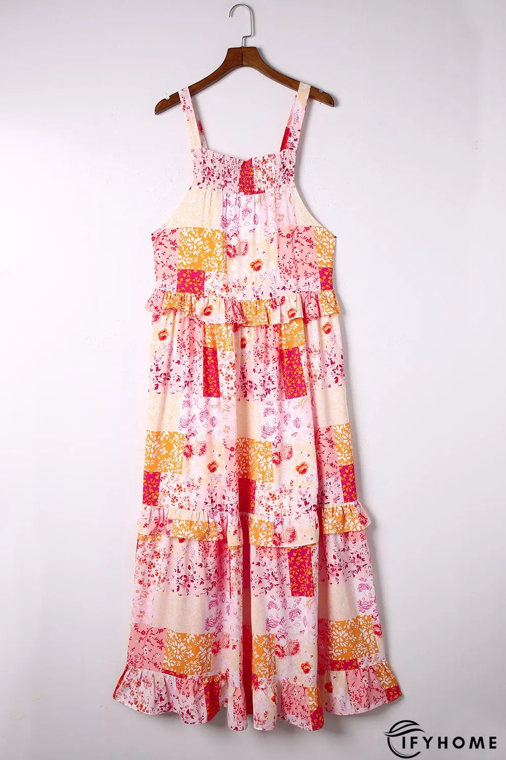 Multicolor Boho Geometric Floral Print Sleeveless Maxi Dress | IFYHOME