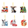 (US Local)6PCS  Christmas Dogs DIY Diamond Painting Keychain Diamond Art Keyrings