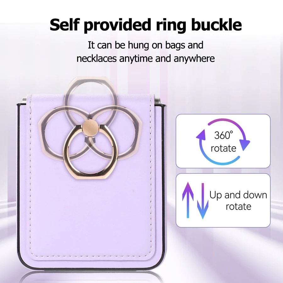 Suitable For Samsung Z Flip 3/Z Flip 4 Folding Solid Color Ring Folding Screen Phone Case