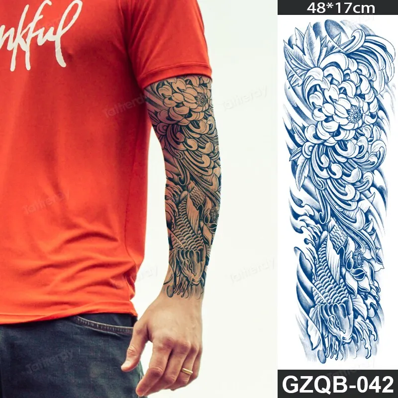 Sdrawing transfer tattoo fake large size full arm tattoo sleeve juice ink long lasting waterproof temporary tattoos men body art