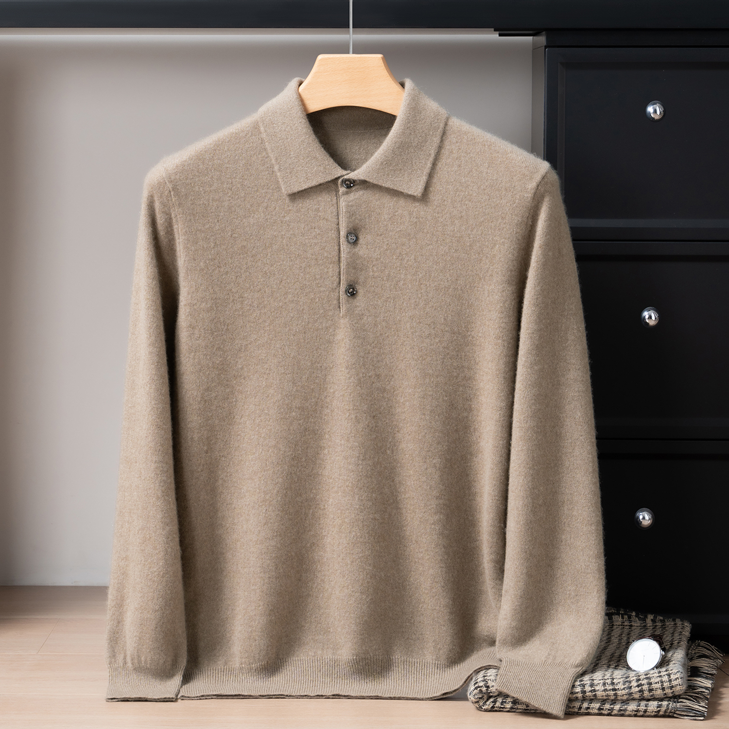 Men's Polo Collar Cashmere Sweater | Business Casual Style REAL SILK LIFE