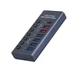 USB Hub, Aluminum 10-Port USB 3.0 Hub With 10 USB 3.0 Data Transfer Ports, USB Splitter With Individual Switch And 60W (12V/5A) Power Adapter