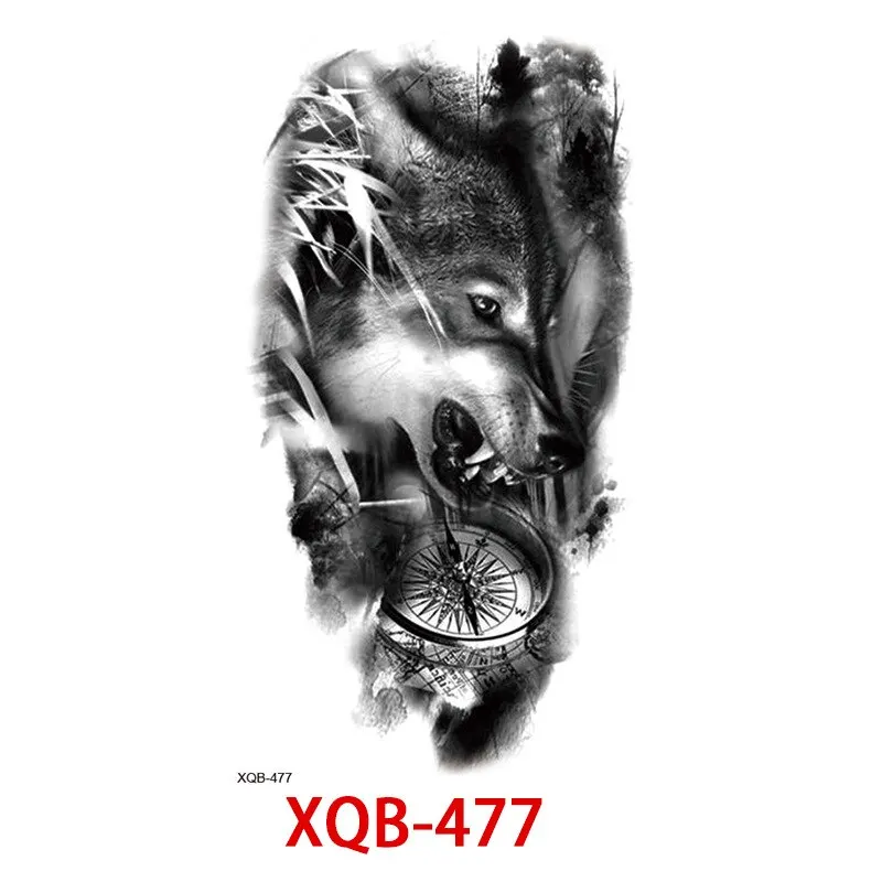 Sdrawing Forest Wolf Tattoo Sticker For Men Tiger Skull Skeleton King Animal Fake Tattoo for Women Tattoo Temporary Waterproof