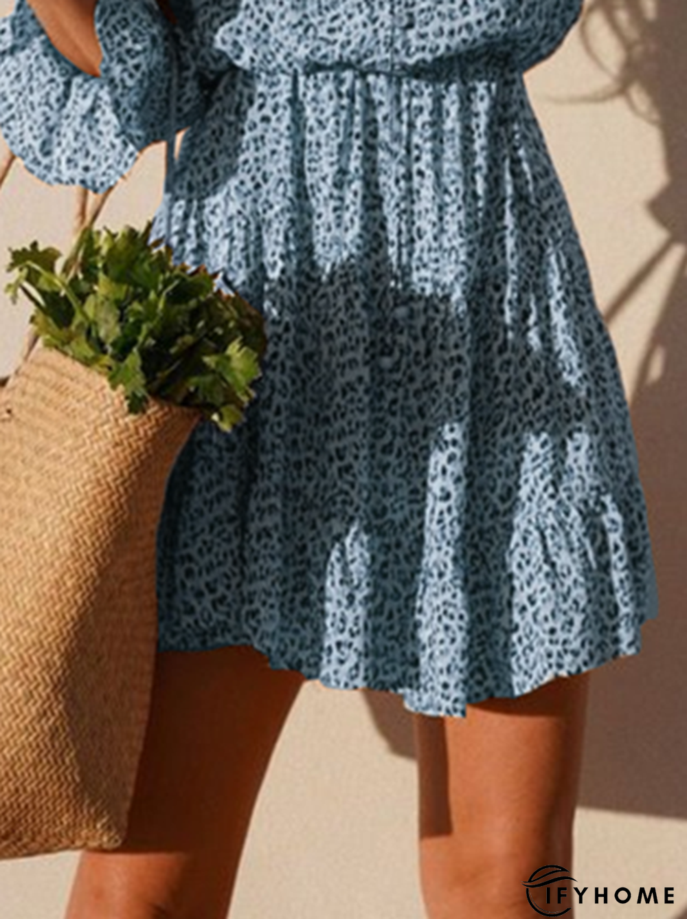 Summer Vintage Long Sleeve V Neck Floral Weaving Dress | IFYHOME