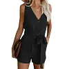 Women's V-neck High-waist Casual Jumpsuit