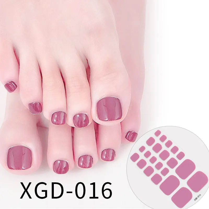 22tips Fashion Toe Nail Stickers/Strips Nail Art Fake Nails Stickers for Nails Toe Self-Adhesive Feet Stickers Drop Shipping