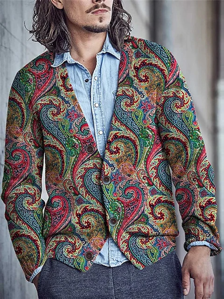 Floral Paisley Retro Vintage Casual Long Sleeved Knitted Cardigan