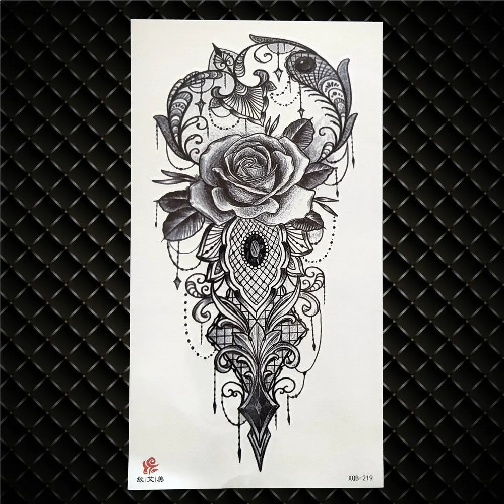 3D Skeleton Fake Temporary Tattoo For Women Men Death skull Dragon Tattoos Geometric Rose Creative Waterproof Tatoos Chest Waist