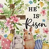 Easter Bunny Eggs Throw Pillow Covers 18x18 Inch He Is Risen Bunny Floral Eggs Farmhouse Easter Cushion Covers for Sofa Couch Bed Livingroom