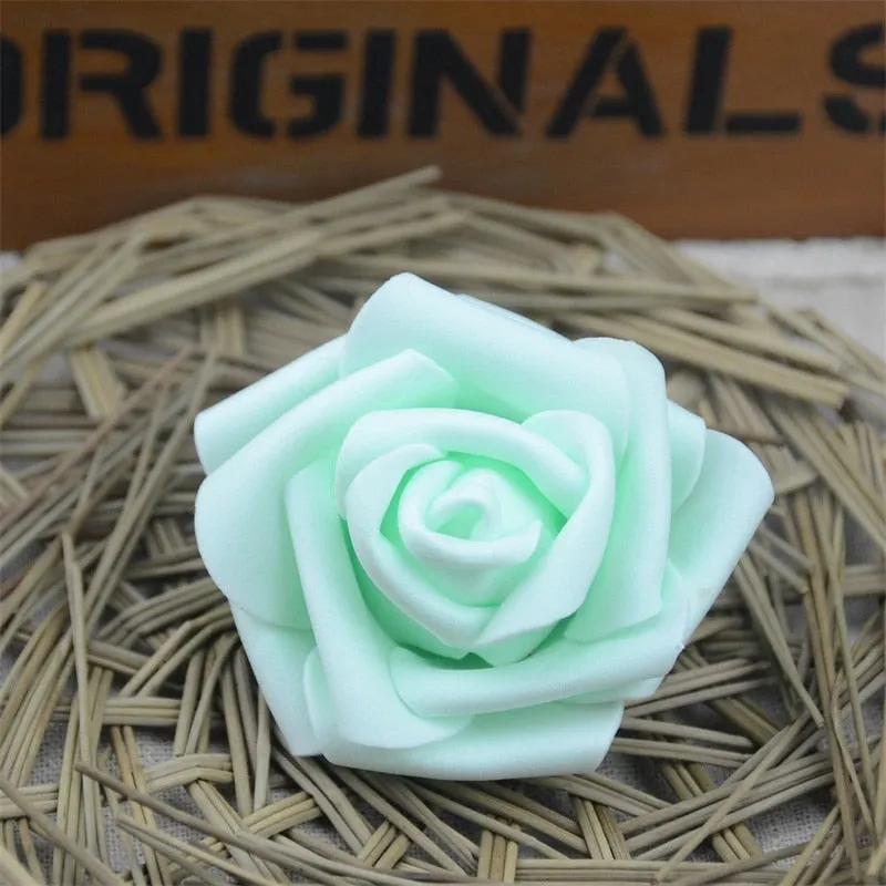 50pcs 6cm Artificial PE Foam Rose Flower Heads For Wedding Home Party Decoration DIY Garland Craft supplies Fake Flowers Ball