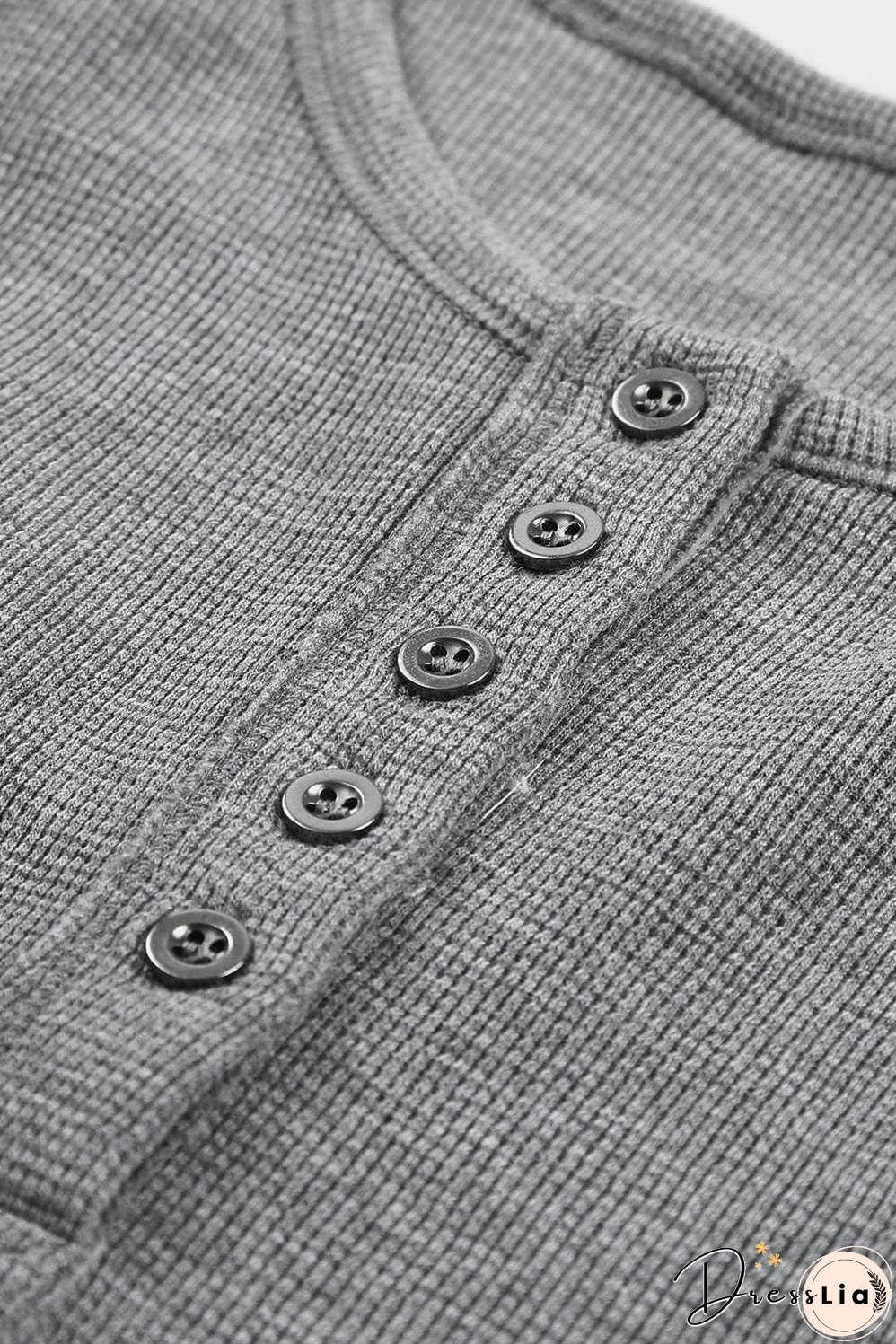 Casual Waffle Knit Henley Shirt