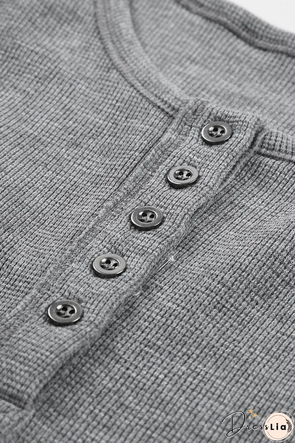Casual Waffle Knit Henley Shirt
