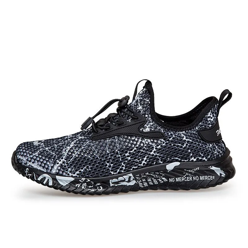 Summer Mesh Men Shoes Lightweight Sneakers Men Fashion Casual Walking Shoes Breathable Slip on Mens Loafers Black Size 46
