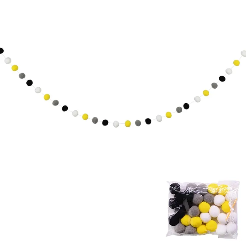 2.5Meter Colorful Pompom Pendant Garland Ins Nordic Series Wool Felt Ball String DIY Handmade Nursery Children Room Decor