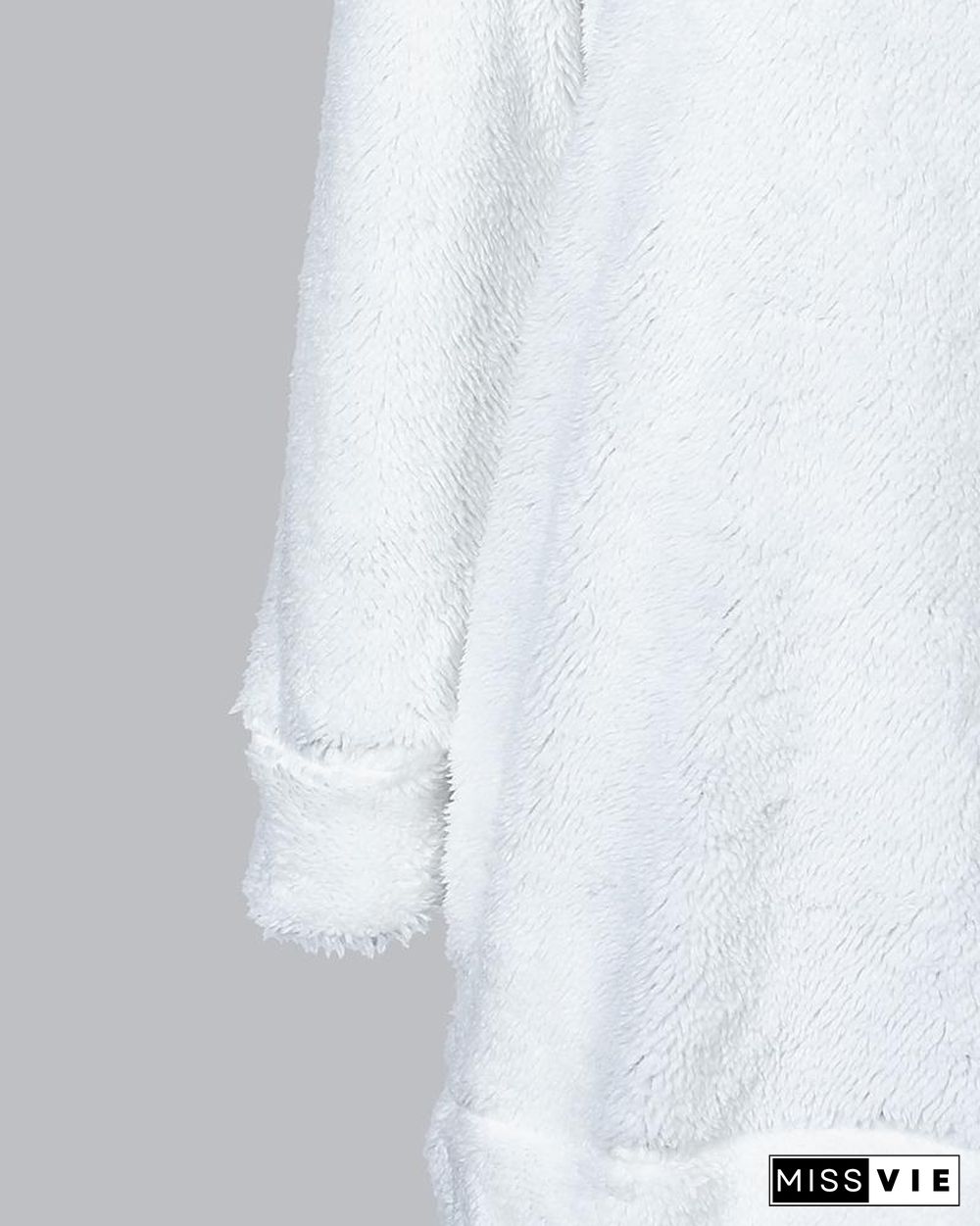 Pocket Design Plain Fluffy Dress P14086