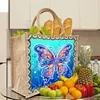 Papillon Sac Shopping En Lin Avec 2 Toiles Diamant Painting Interchangeables