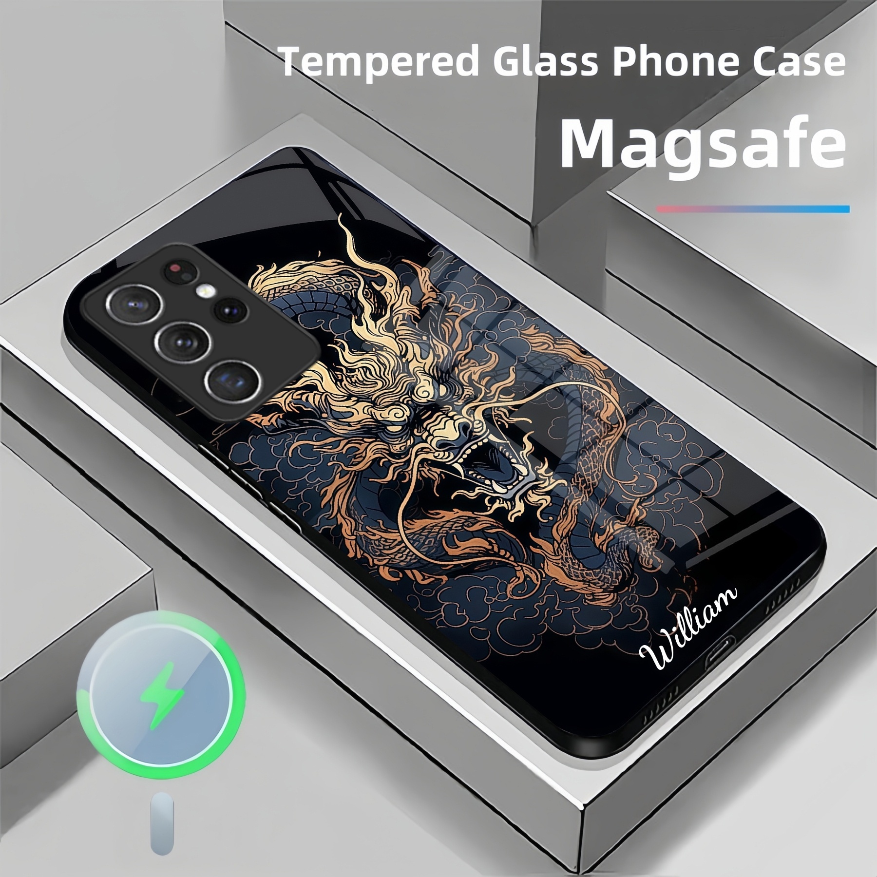 Personalized Dragon Magsafe Tempered Glass Phone Case Personalized Dragon Magsafe Tempered Glass Phone Case